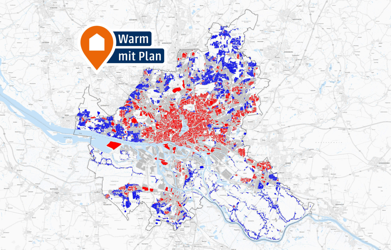 Aus welchen Energiequellen werden die Hamburger Gebäude versorgt? Und wie gut sind einzelne Gebiete für Wärmenetze, Luft- oder Erdwärmepumpen geeignet? Das zeigen die Karten im Hamburger Wärmeportal.
